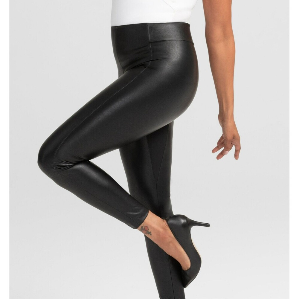 NWT HoneyLove Vegan Leather Legging Black Women Size XL Ankle Zip Stretch Pant